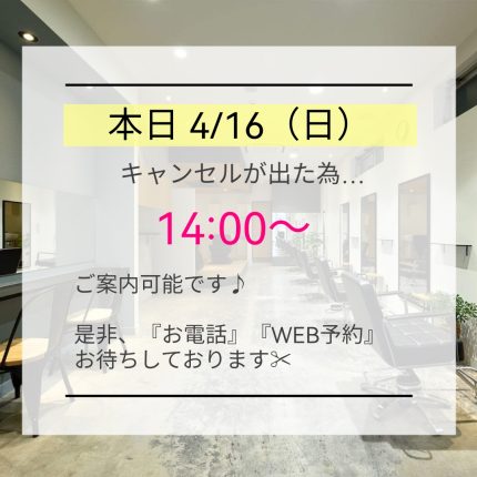 本日16日（日）14:00〜ご案内できます♪